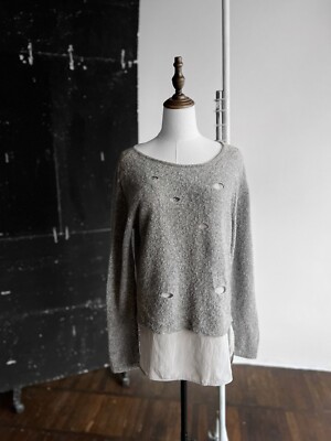 Luisa Cerano Damen Premium Grau Wolle Pullover Pulli Langarm USA 12, M/L