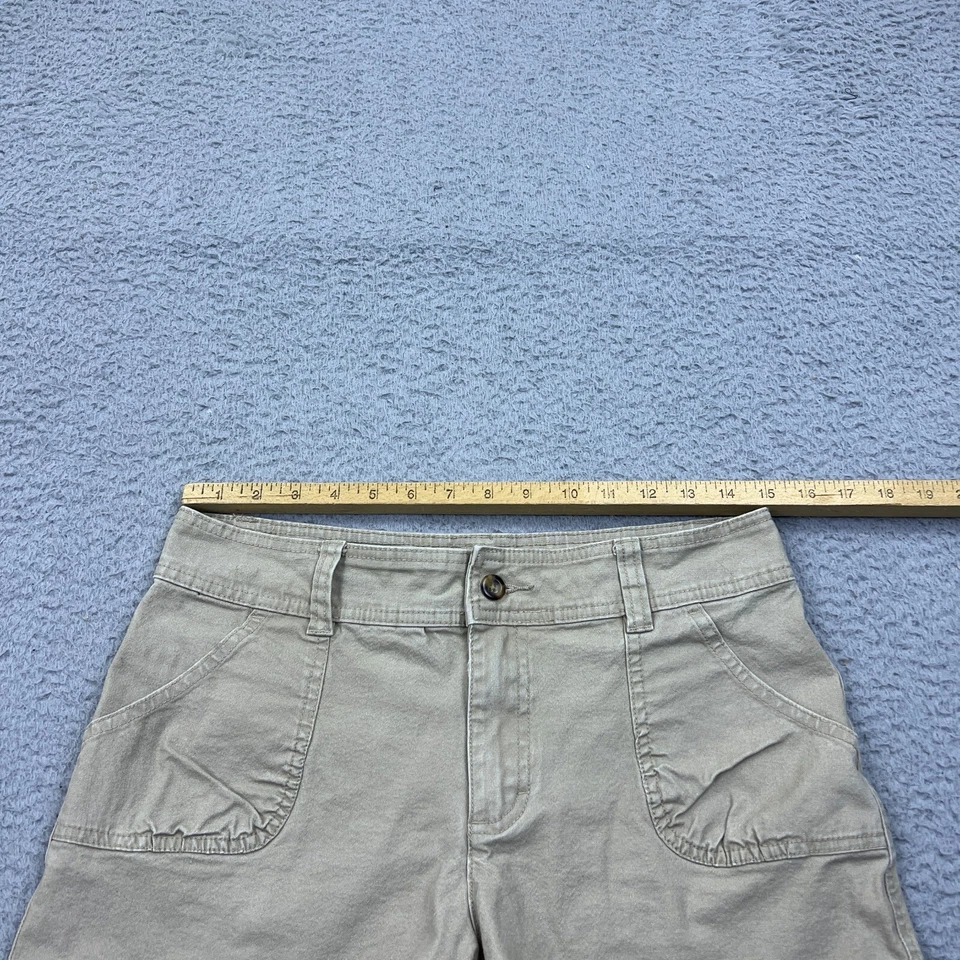 Shorts de caminhada Cabelas feminino bege bronzeado denim 5" tamanho 4 bolso retrô - Imagem 4 de 4