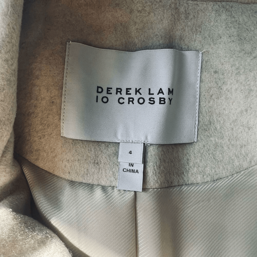 DEREK LAM 10 CROSBY Wool Blend Car Coat, Tan/Oatmeal, Designer Size 4, NWT - Picture 11 of 14