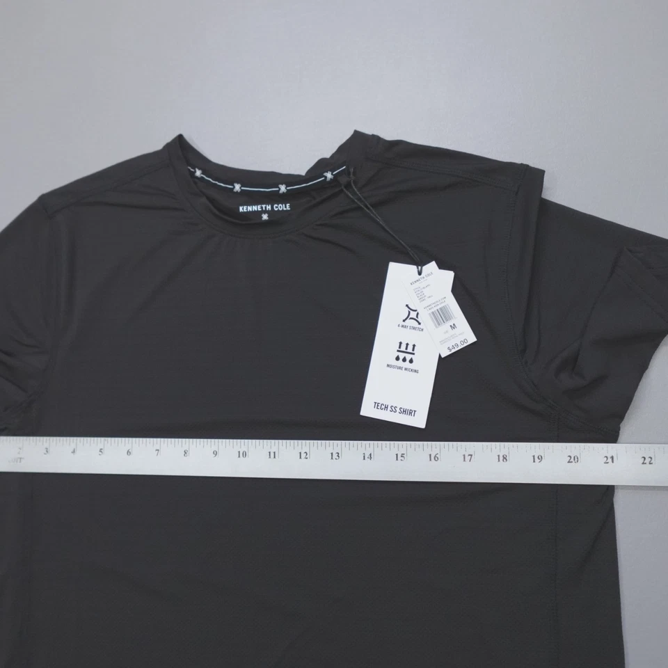 Camisa Kenneth Cole Tech SS para hombre malla sedosa elástica absorbente suave negra Foto 4 de 4