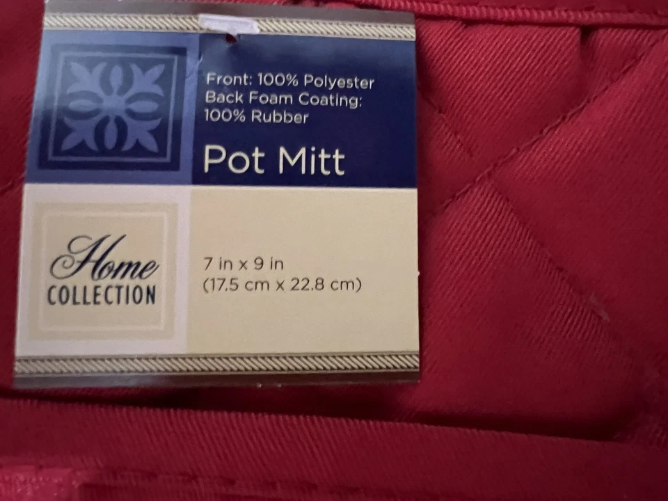 Home Collection Kitchen 9 Pieces Towels Pot Mitts Set Red Cooking Baking NEW - Image 4 of 4