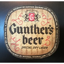 Early 1930s Gunther's Special Dry Lager Beer Label IRTP Baltimore MD Breweriana