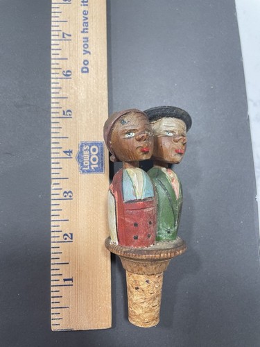 Tapón de corcho mecánico vintage para botella de vino de madera tallada a mano - Imagen 6 de 7