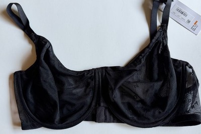 DKNY 36DD Monogram Mesh Unlined Demi Bra Lack Sheer Lingerie NWT DK4039
