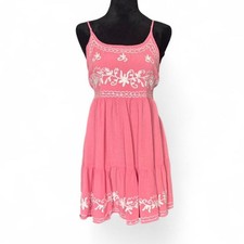 Boho Doze Pink Embroidered Mini Dress – Cottagecore M