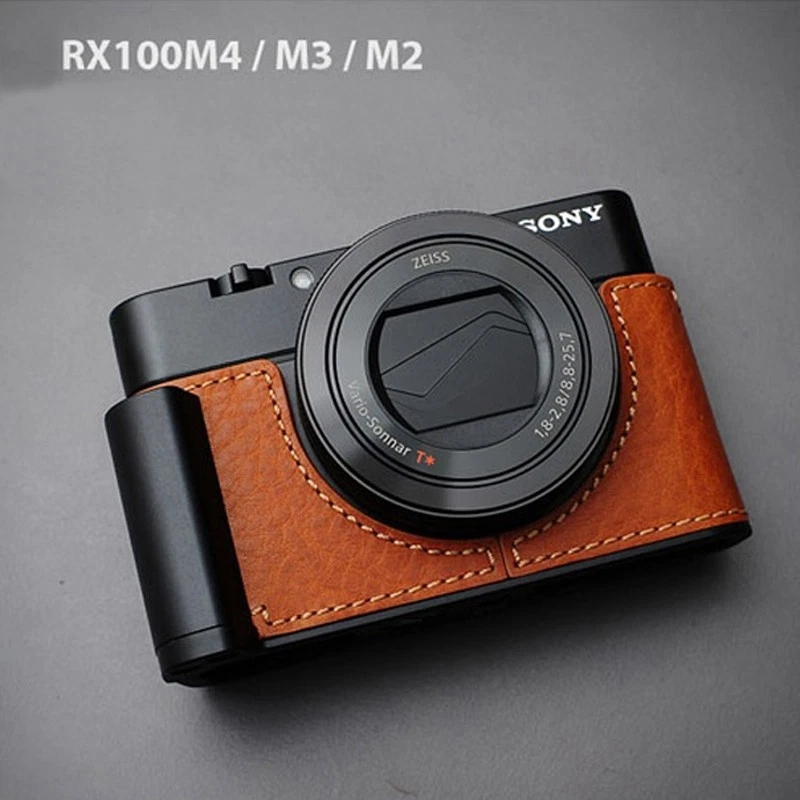 For Sony RX100M7/M6/M5A/M4/M3/M2 Real Leather Camera Bag Case Protect Cover Grip - Image 2 of 4