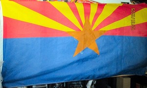ARIZONA STATE FLAG. 58" by 34". 100% Polyester.  2 hanging grommets on side.