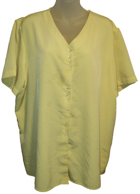 Bentley Women s Yellow Short Sleeve Button Front Casual Style Top Size 22W BG26