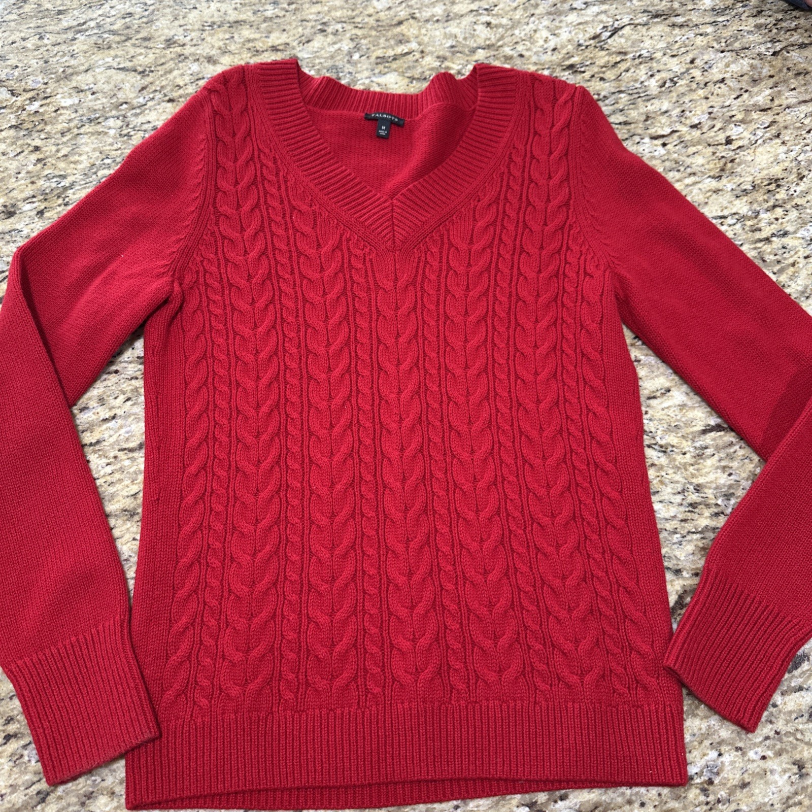 Talbots Plus Cable-Knit V-Neck Pullover Sweater R… - image 1