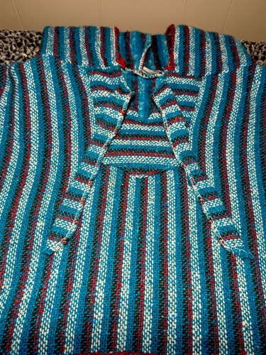 🔥 Unisex El Paso Saddleblanket Baja Hoodie XXL Blue Red Striped Pullover - Picture 4 of 15