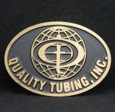 WD01148 NOS AWESOME VINTAGE 1970s QUALITY TUBING, INC. SOLID BRASS BELT BUCKLE