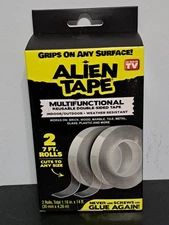 NEW in Box Alien Tape 7 ft. Reusable Double-Sided Multi-Surface Tape (2-Rolls)