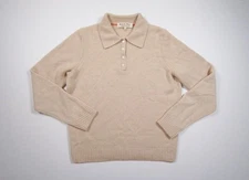 Alex Mill Sweater Womens Medium Beige 100% Cashmere Polo Knit Pullover Ladies
