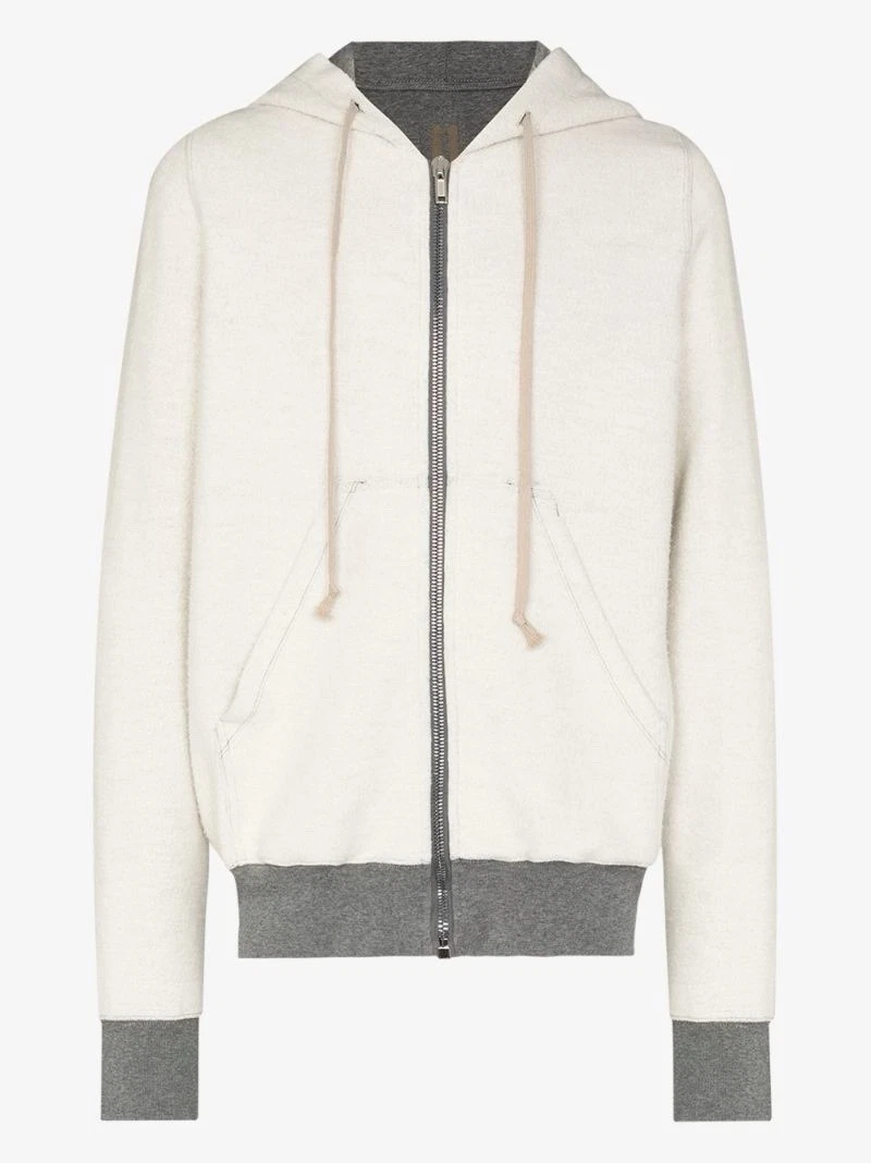 Felpa con cappuccio RICK OWENS DRKSHDW cotone zip reversibile Jason GRIGIO MELANGE BIANCO