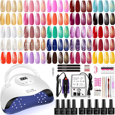 Gel Nail Kit with Uv Light and Nail Drill Machine Kit,5Pcs Top Base Coat LED Lam