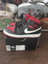 New Unworn Air Jordan 1 Mid BT 640734 020 Red Black Toddler Size 12c