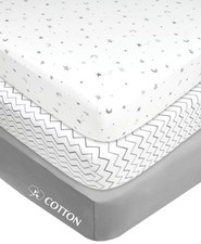 3 Pack 100 Natural Cotton Fitted Mini Crib Sheets 38" x 24" - Soft  Breatha...