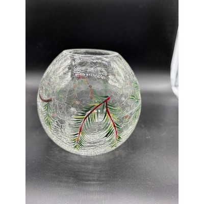 Fifth Avenue Ltd Crystal Crackle Glass Hand Painted 10'' Tea Light Lamp Vase