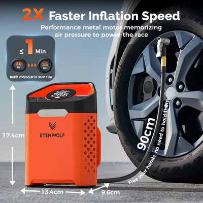 ETENWOLF Portable Air Pump for Car Tires & Tire Inflator Air Compressor.
