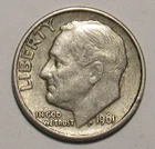 1961 D ROOSEVELT DIME, 90% Silver, circulated