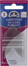 DMC 1765-5 Embroidery Hand Needles, 15-Pack, Size 5 Silver