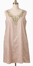 Calypso St. Barth For Target Shift Dress Womens 12 Beige Beaded Sleeveless Beach
