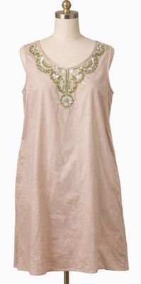 Calypso St. Barth For Target Shift Dress Womens 12 Beige Beaded Sleeveless Beach