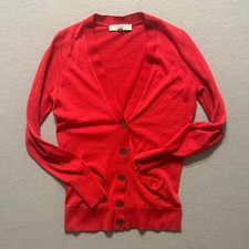 LOFT Bright Red Women's Cardigan S Wool Blend button up Excellent condition