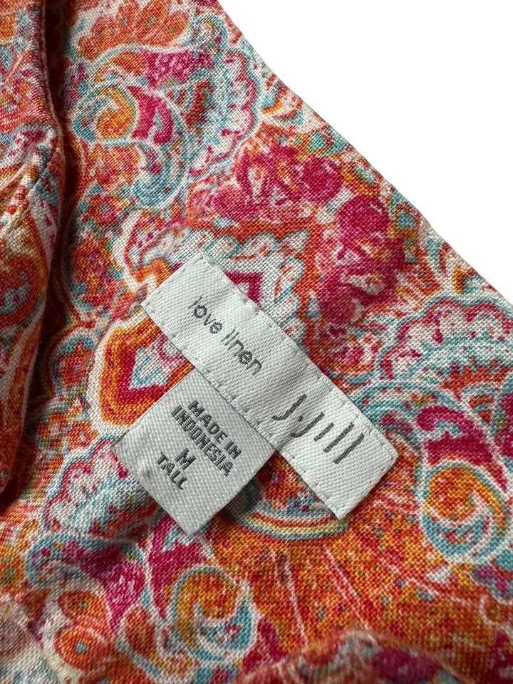 Vestido recto J.Jill Love lino naranja rosa cachemira línea A para mujer mediano alto Foto 4 de 4