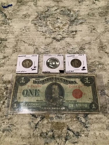 Coin bundle with old canadian dollar
