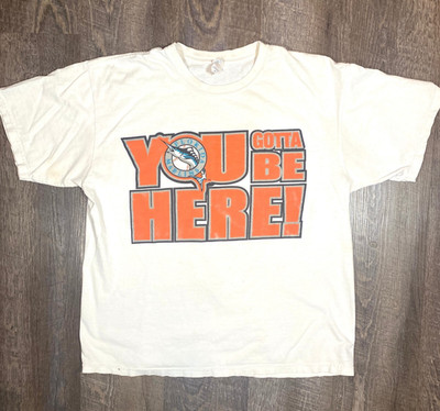 Vintage FLORIDA MARLINS You Gotta Be Here! T-Shirt White Graphic  Y2K Size XL