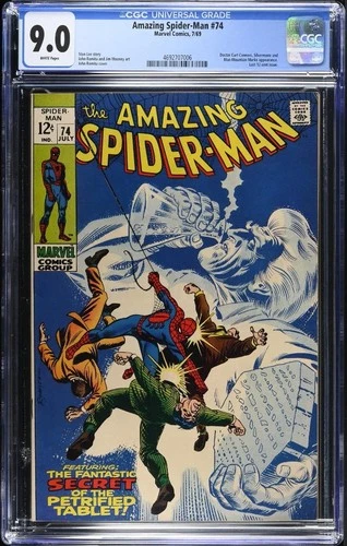 AMAZING SPIDER-MAN #74 CGC 9.0 WP Silver Mane App Last 12 cent issue Lee Romita