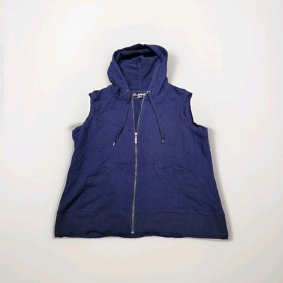 NWT Norma Kamali XL Sleeveless Zip Hoodie Top Cover Up Beach Blue