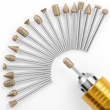 Diamond Grinding Burr Bit Set，20Pcs Rotary Tool Accessories Stone Carving Set...