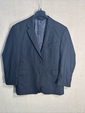 Jos A Bank 42S Solid Black 2 Metal Dark Bronze Button 100 Wool Blazer Slim Fit