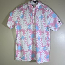 Sunday Swagger Polo Shirt Men Large Maldives Hawaiian Floral Golf Performance