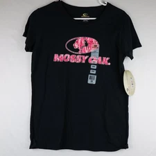 Mossy Oak Shirt Womens Medium Camouflage Pink Graphic Short Sleeve Tee Hunting