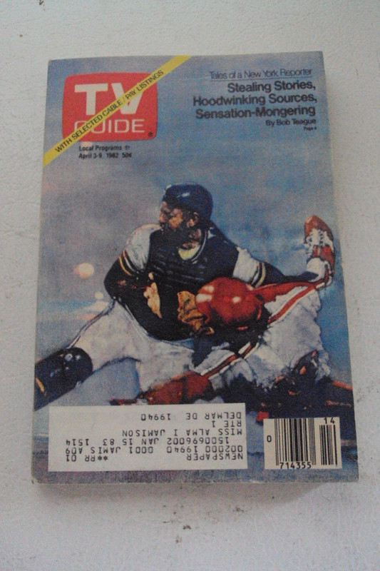 TV Guide 1982 Baseball cover, mailing label