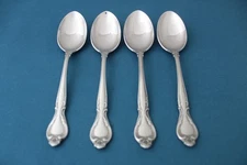 4 Teaspoons International Lyon QUEEN'S FANCY Stainless LIGHT Use 6"