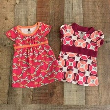 Tea Infants Dresses Set Of Two 3-6M Dragon Fly Collared Geometerical Colorful
