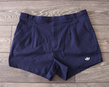 VINTAGE ADIDAS TENNIS SHORTS NAVY BLUE SIZE D54 USA 38 80S RETRO MADE HONG KONG