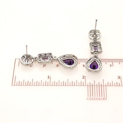 Damen Cubic Zirkonia Birne Halskette Strand Und Ohrringe Versilbert - Bild 37 von 72