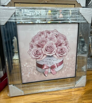 MIRROR LIQUID ART WANDRAHMEN CHROM OPTIK MILLION ROSES 55x55cm