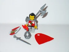 Lego Castle kingdom red lion knight soldier minifigure sword shield Halberd cape