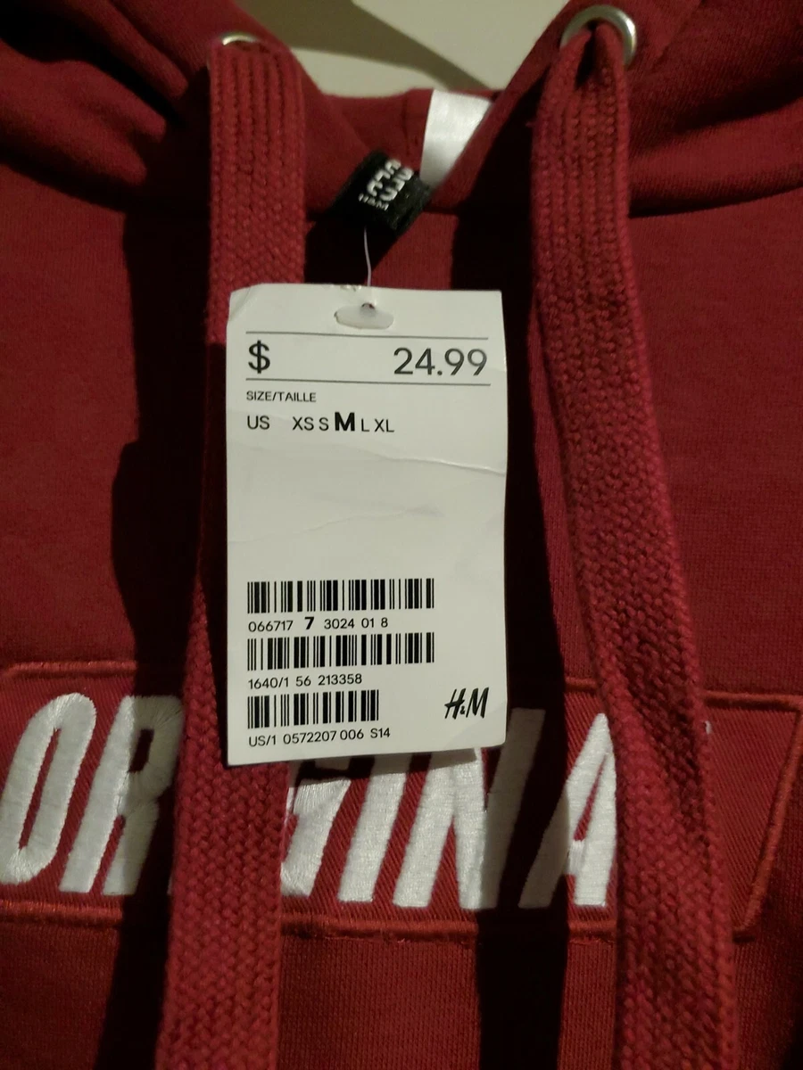 H M Divided Original Crop Short Sweatshirt Hoodie maroon size M New