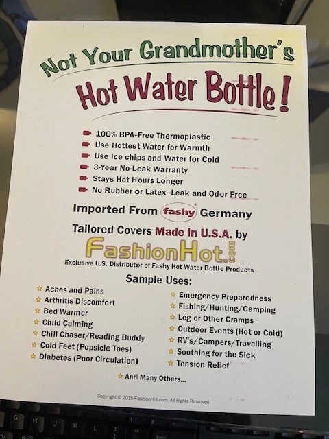 Botella de agua caliente azul de 2 litros de moda - para dolor, hinchazón o para mantenerse caliente - Nueva Foto 3 de 3