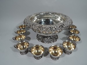 JE Caldwell Punch Bowl & Cups - Antique Centerpiece ...