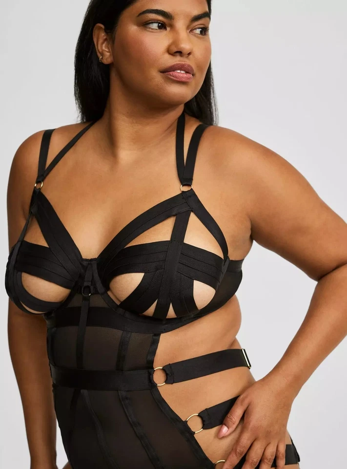 Body Torrid con Tirantes Recortado Negro Nuevo con Etiquetas Nuevo 3X Foto 3 de 4