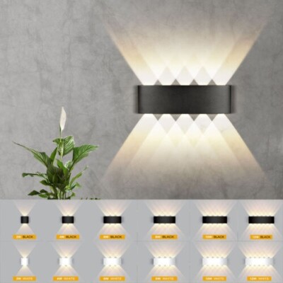 Moderne LED Up Down Wand Leuchten Beleuchtung 2W-12W Außen Innen Lampe Beleuchtung UK