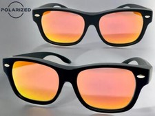 Classic Vintage Retro Fit Over RX SUN GLASSES Black Frame Orange POLARIZED Lens